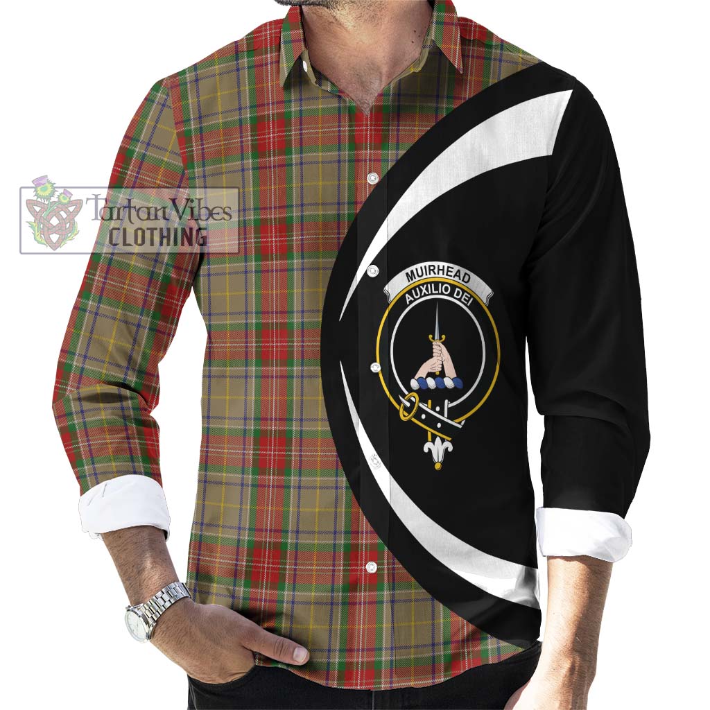 Muirhead Old Tartan Long Sleeve Button Up with Family Crest Circle Style - Tartan Vibes Clothing