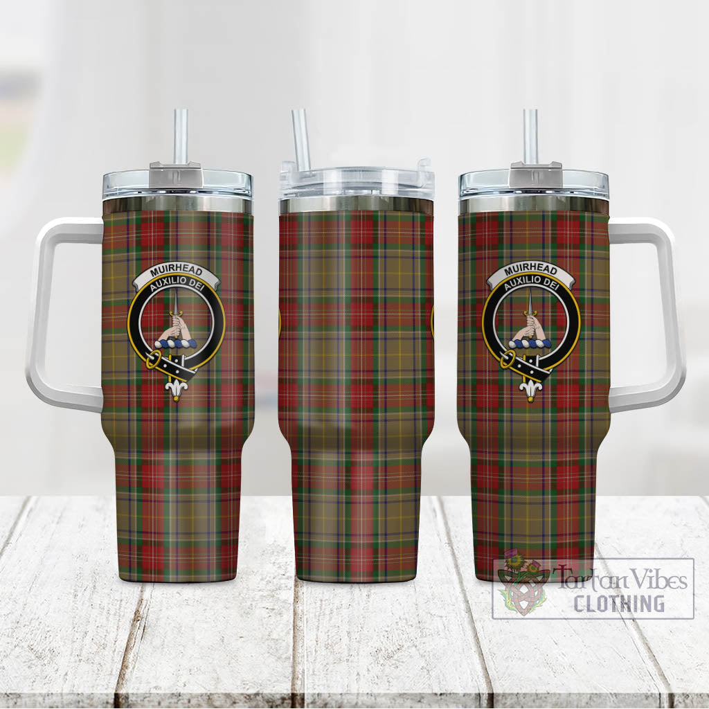Tartan Vibes Clothing Muirhead Old Tartan and Family Crest Tumbler with Handle