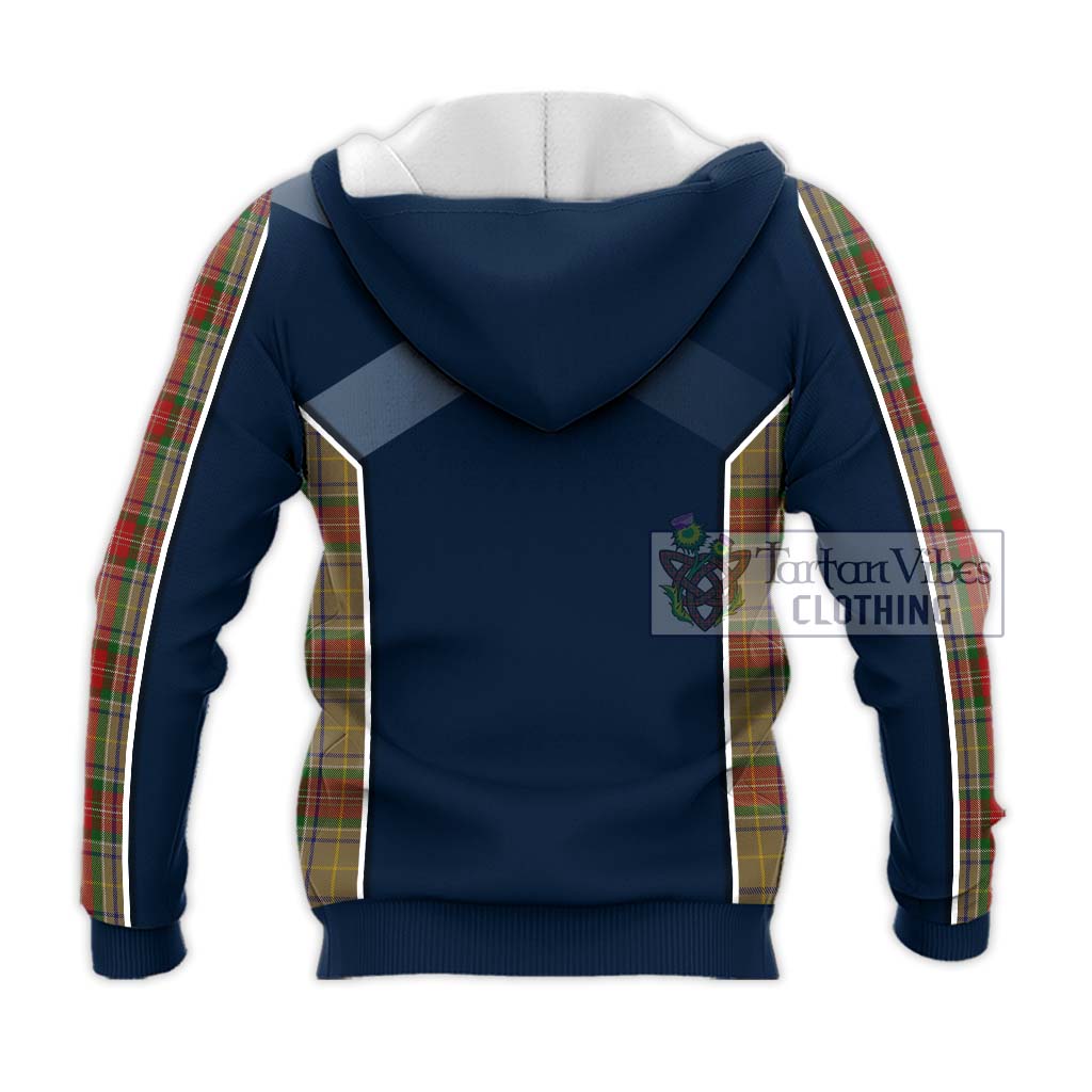 Tartan Vibes Clothing Muirhead Old Tartan Knitted Hoodie with Family Crest and Lion Rampant Vibes Sport Style