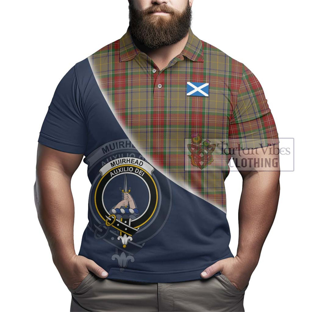 Muirhead Old Tartan Polo Shirt with Personalised National Flag and Family Crest Half Style - Tartanvibesclothing Shop