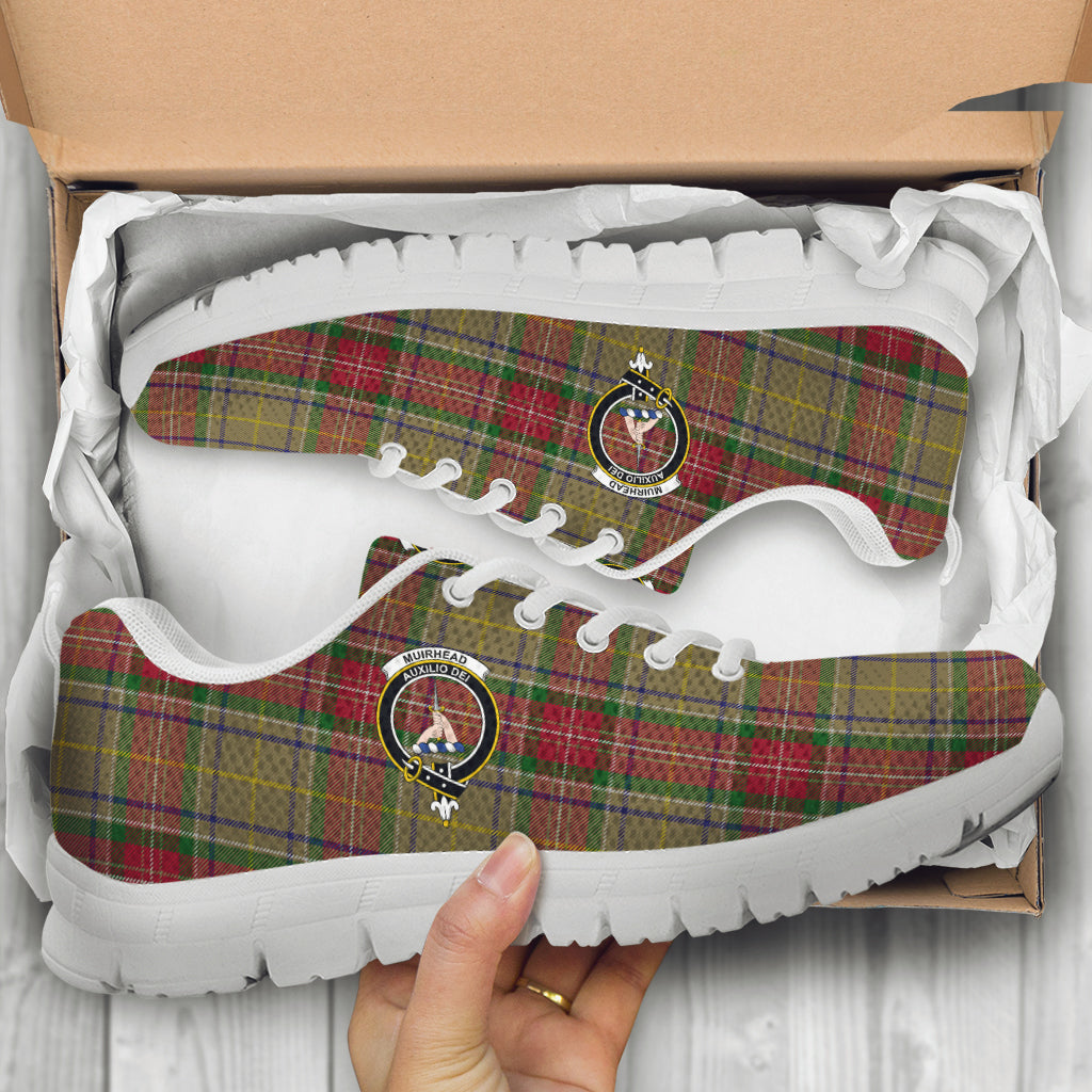 Muirhead Old Tartan Sneakers with Family Crest - Tartan Vibes Clothing