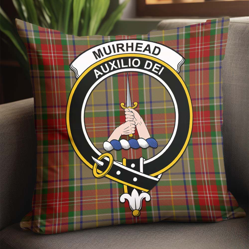 Muirhead Old Tartan Pillow Cover with Family Crest - Tartanvibesclothing