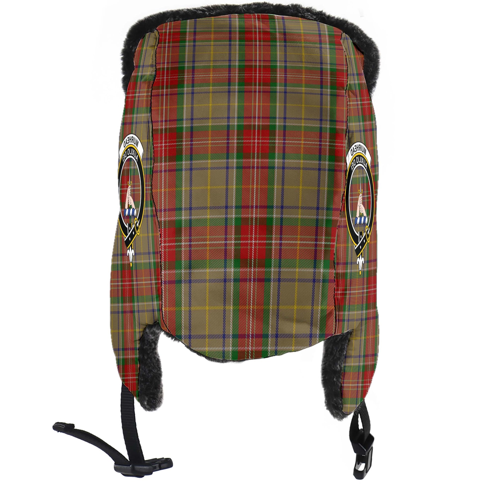 Muirhead Old Tartan Winter Trapper Hat with Family Crest - Tartanvibesclothing