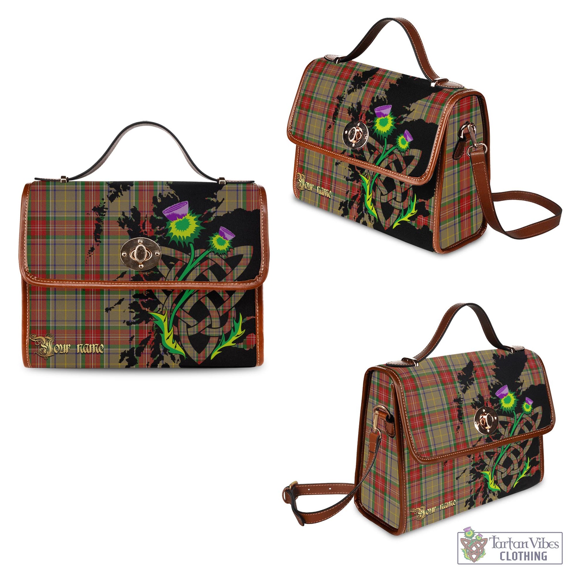 Tartan Vibes Clothing Muirhead Old Tartan Waterproof Canvas Bag with Scotland Map and Thistle Celtic Accents