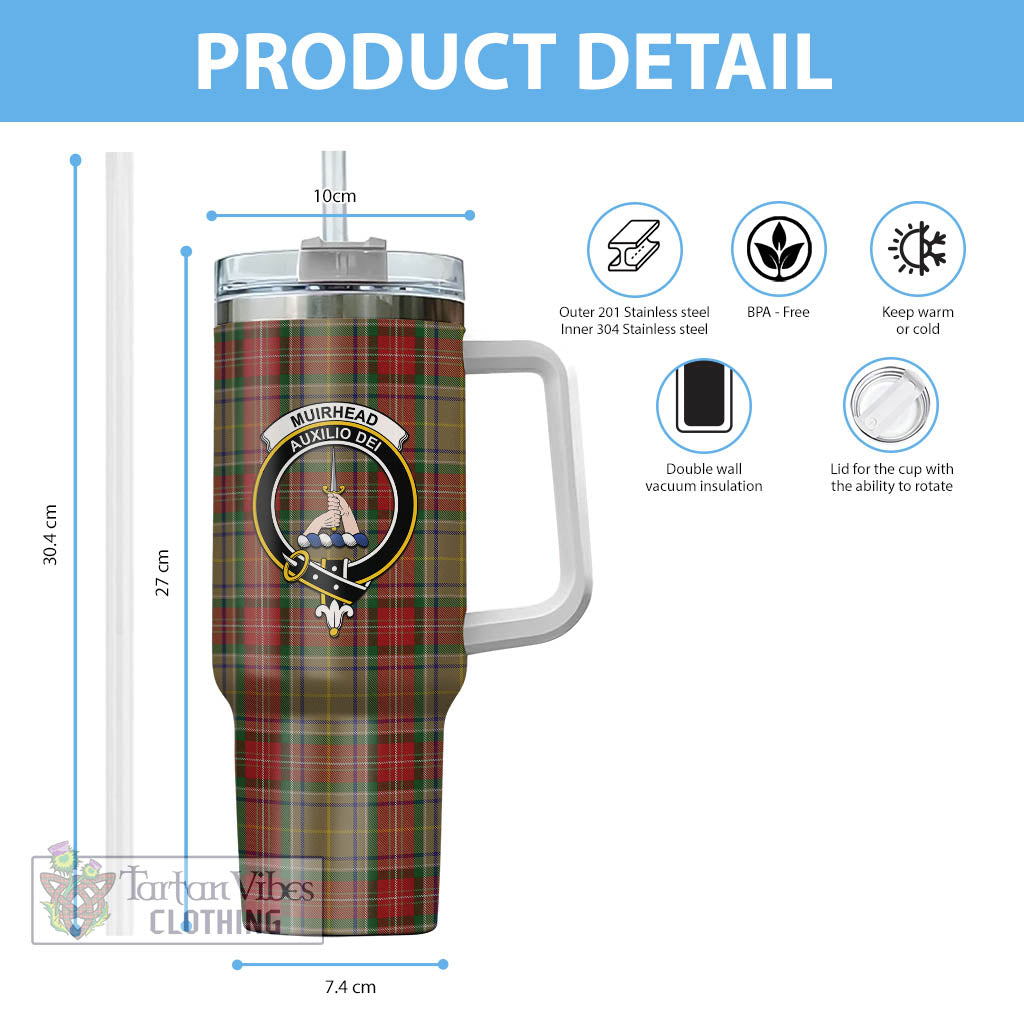 Tartan Vibes Clothing Muirhead Old Tartan and Family Crest Tumbler with Handle