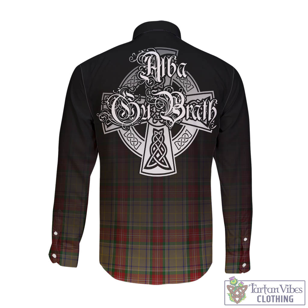 Tartan Vibes Clothing Muirhead Old Tartan Long Sleeve Button Up Featuring Alba Gu Brath Family Crest Celtic Inspired