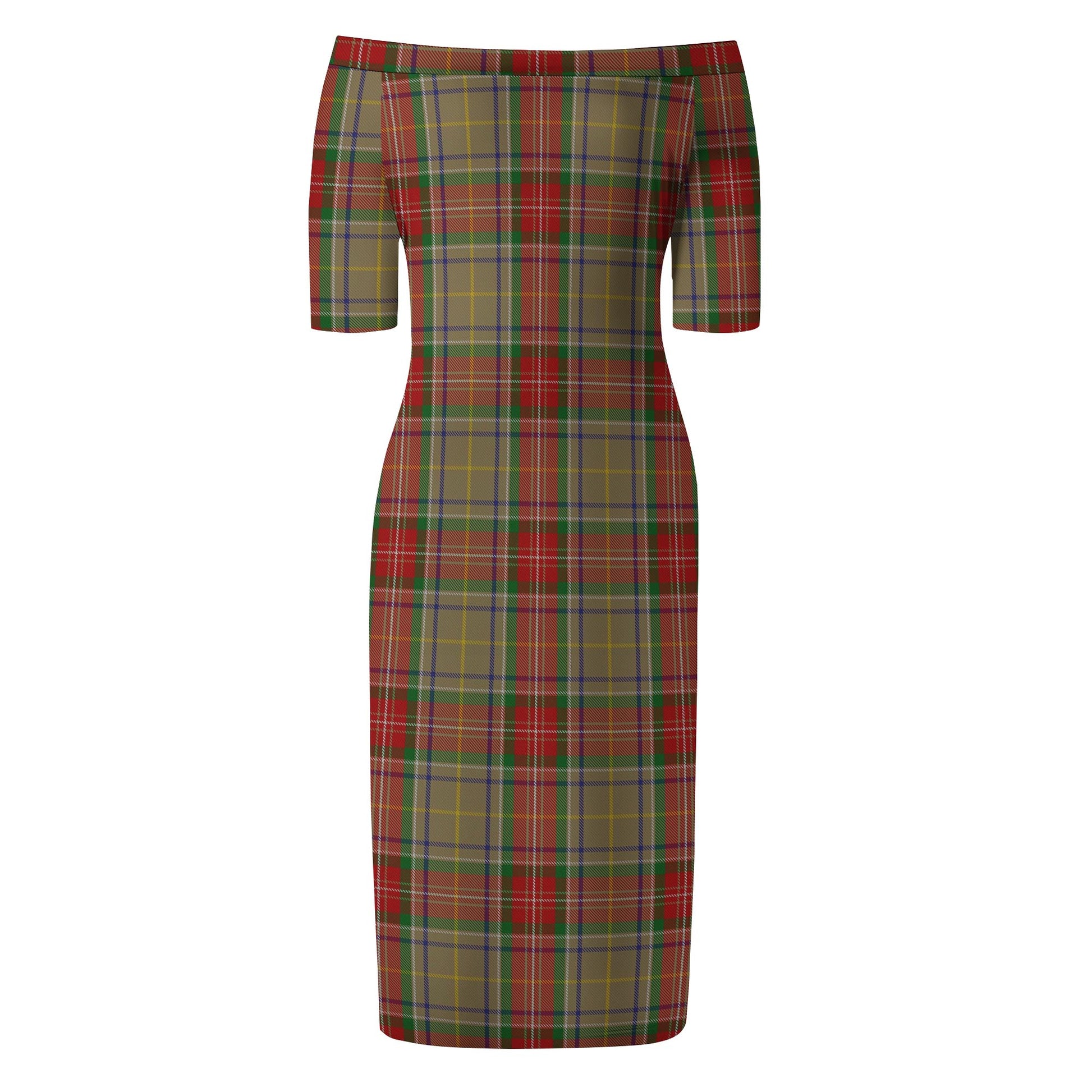 Muirhead Old Tartan Off Shoulder Lady Dress - Tartanvibesclothing