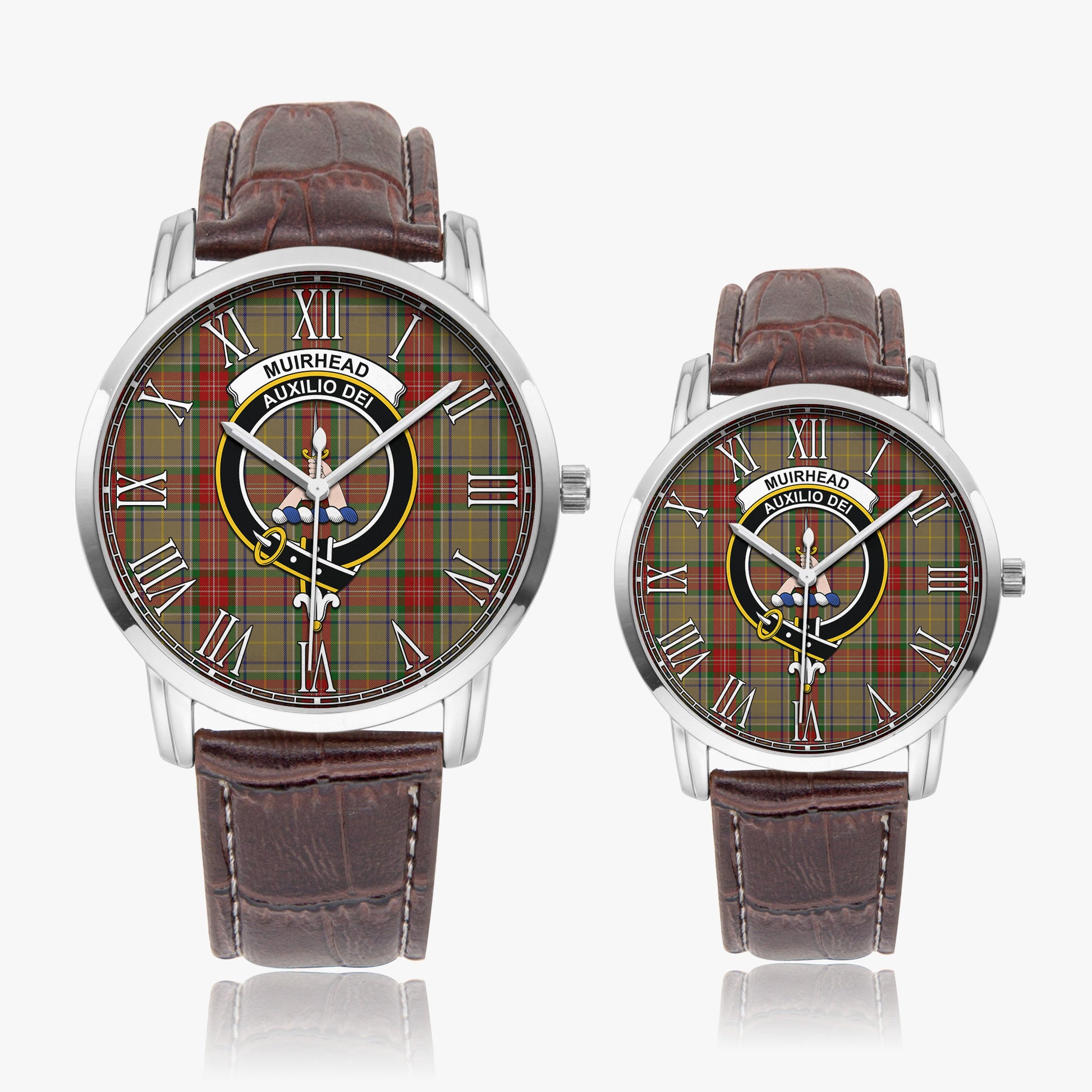 Muirhead Old Tartan Family Crest Leather Strap Quartz Watch - Tartanvibesclothing