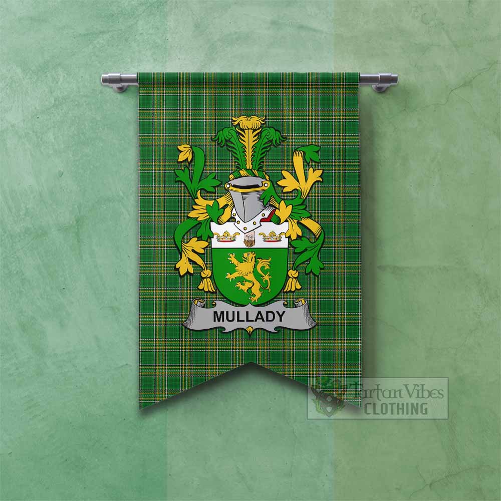 Mullady Irish Clan Tartan Gonfalon, Tartan Banner with Coat of Arms Fishtail - Tartan Vibes Clothing