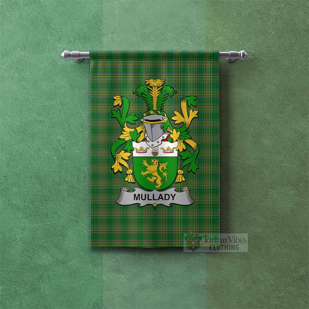 Mullady Irish Clan Tartan Gonfalon, Tartan Banner with Coat of Arms Rectangle - Tartan Vibes Clothing