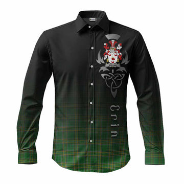 Mullan Irish Clan Long Sleeve Button Shirt with Coat of Arms Erin Go Bragh Celtic Inspired Men's Shirt S - Tartan Vibes Clothing
