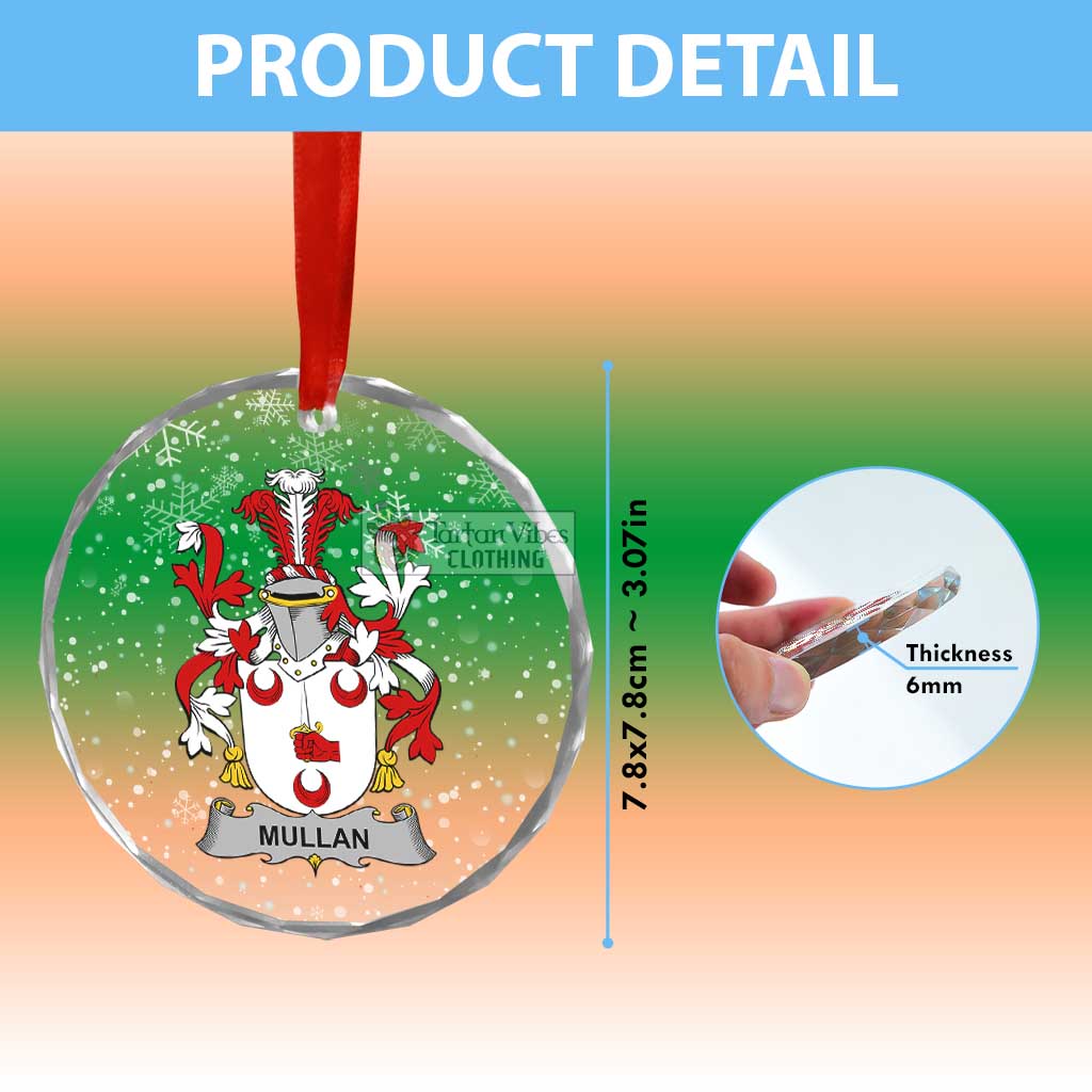 Mullan Irish Clan Christmas Glass Ornament with Coat of Arms - 2D-tartanvibesclothing