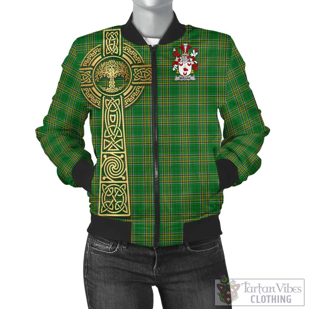 Tartan Vibes Clothing Mullan Irish Clan Tartan Bomber Jacket with Coat of Arms Celtic Tree of Life Style