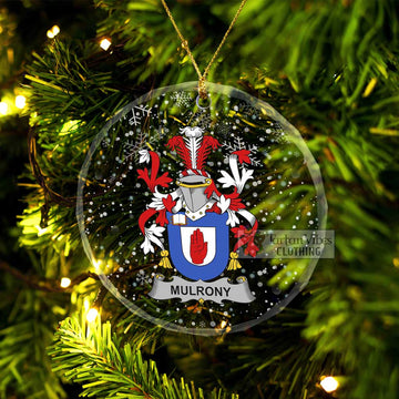 Mulrony Irish Clan Christmas Glass Ornament with Coat of Arms