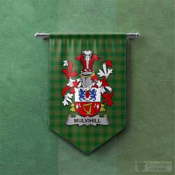 Mulvihill Irish Clan Tartan Gonfalon, Tartan Banner with Coat of Arms Chevron - Tartan Vibes Clothing