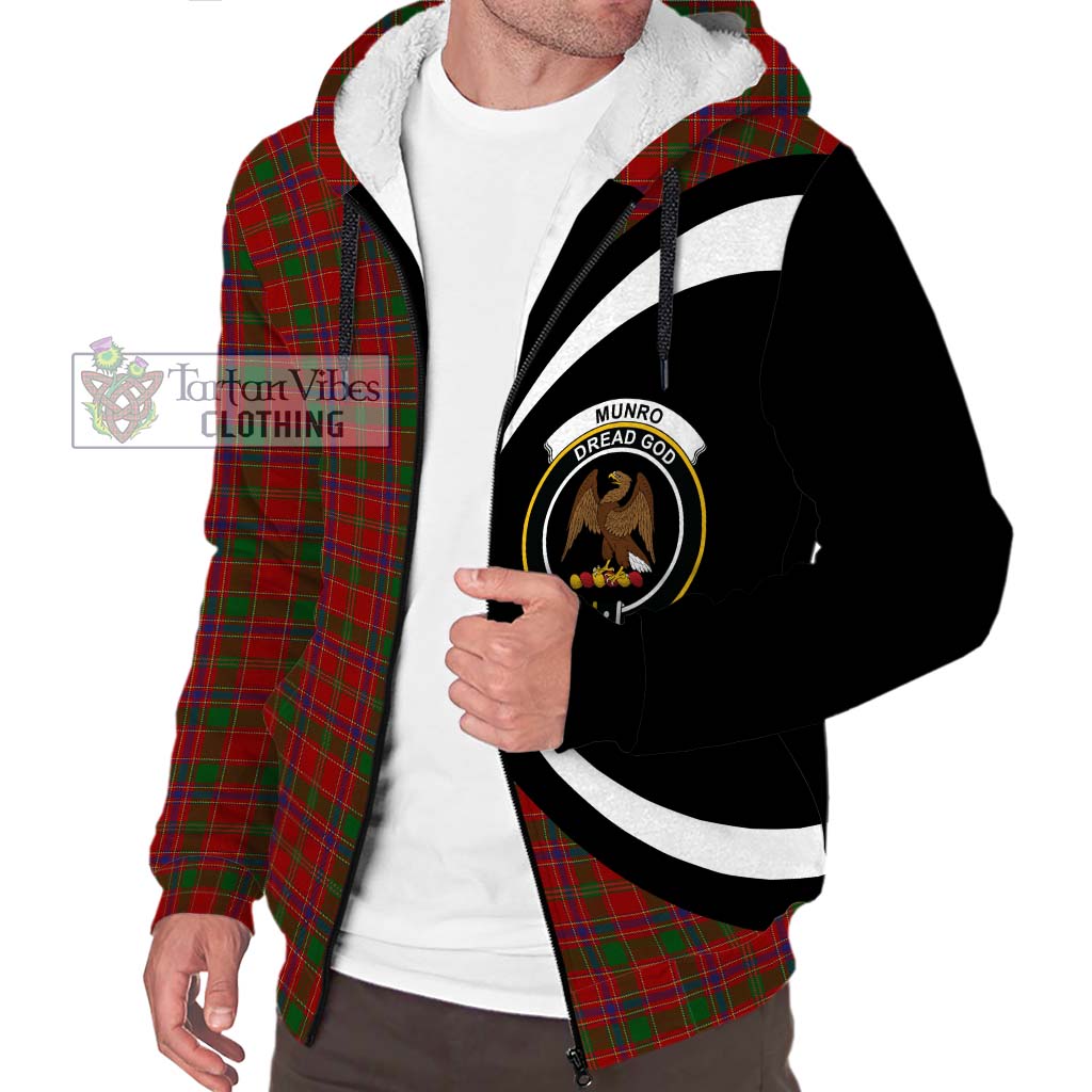 Munro (Monroe) Tartan Sherpa Hoodie with Family Crest Circle Style Unisex S - Tartan Vibes Clothing