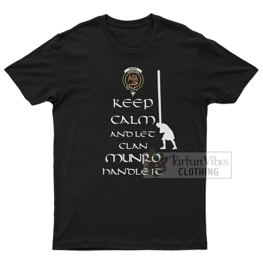 Munro (Monroe) Clan Men's T-Shirt: Keep Calm and Let the Clan Handle It Caber Toss Highland Games Style White - 2D-tartanvibesclothing