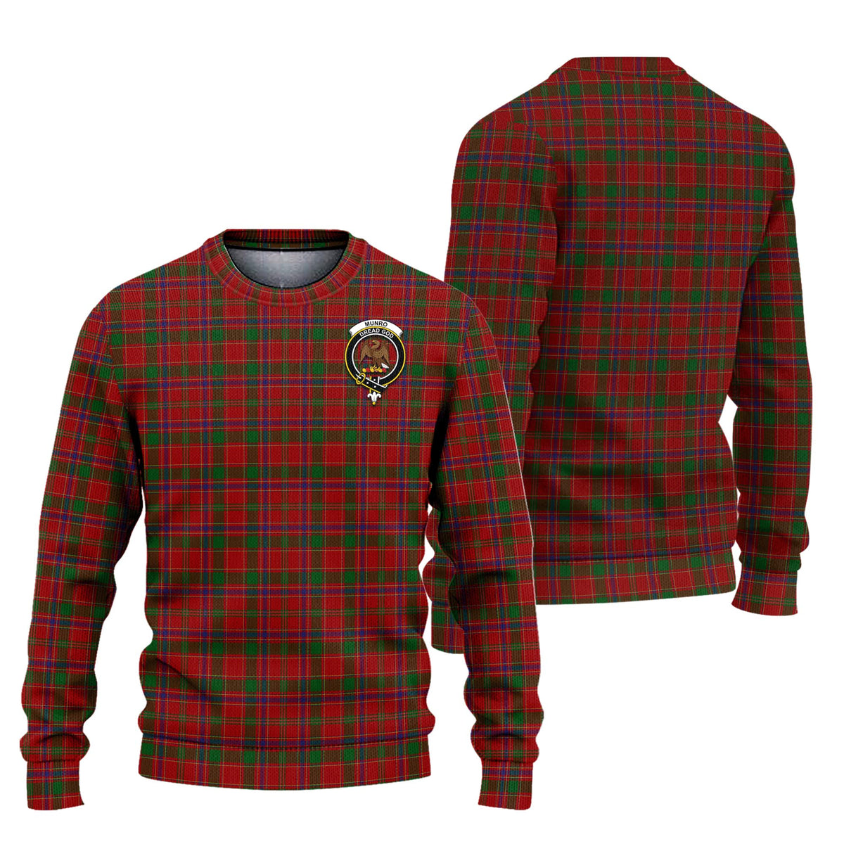 Munro (Monroe) Tartan Ugly Sweater with Family Crest Unisex - Tartan Vibes Clothing