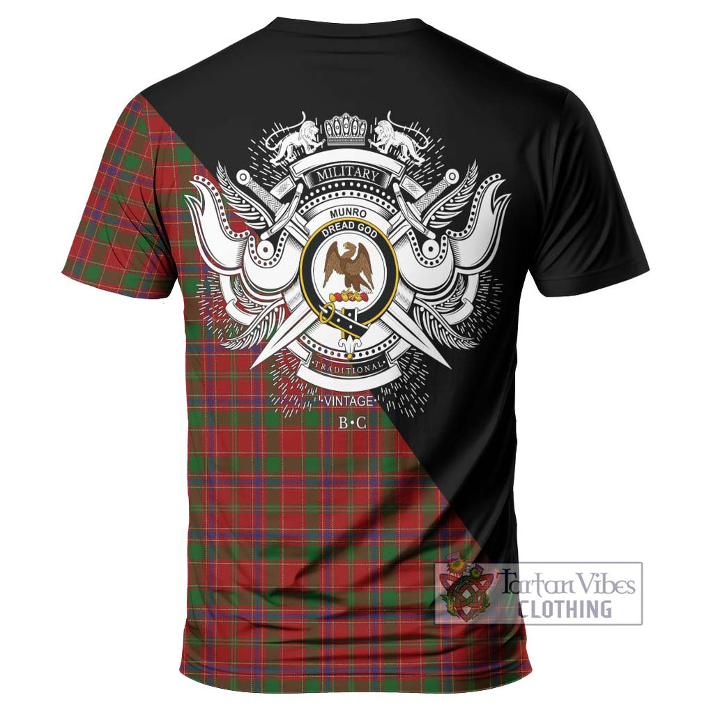 Munro (Monroe) Tartan T-Shirt with Family Crest and Military Logo Style - Tartanvibesclothing Shop