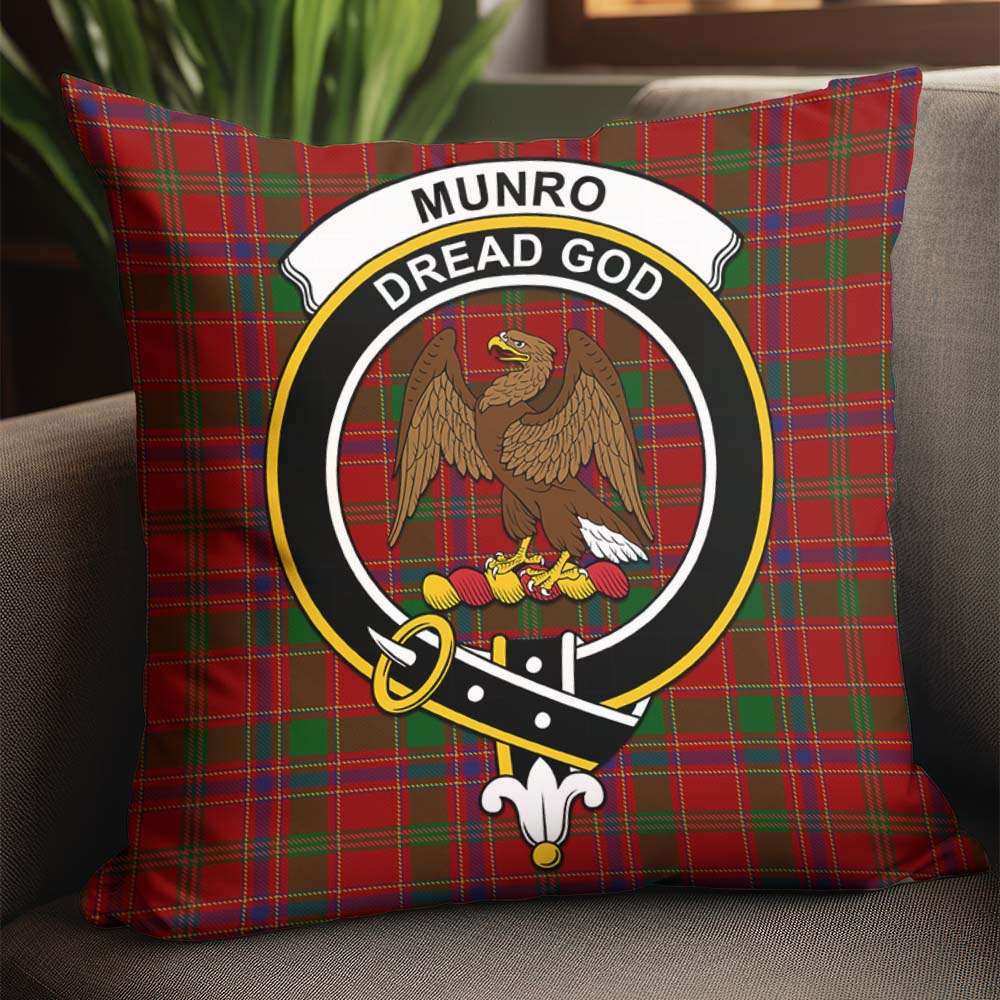 Munro Tartan Pillow Cover with Family Crest - Tartanvibesclothing