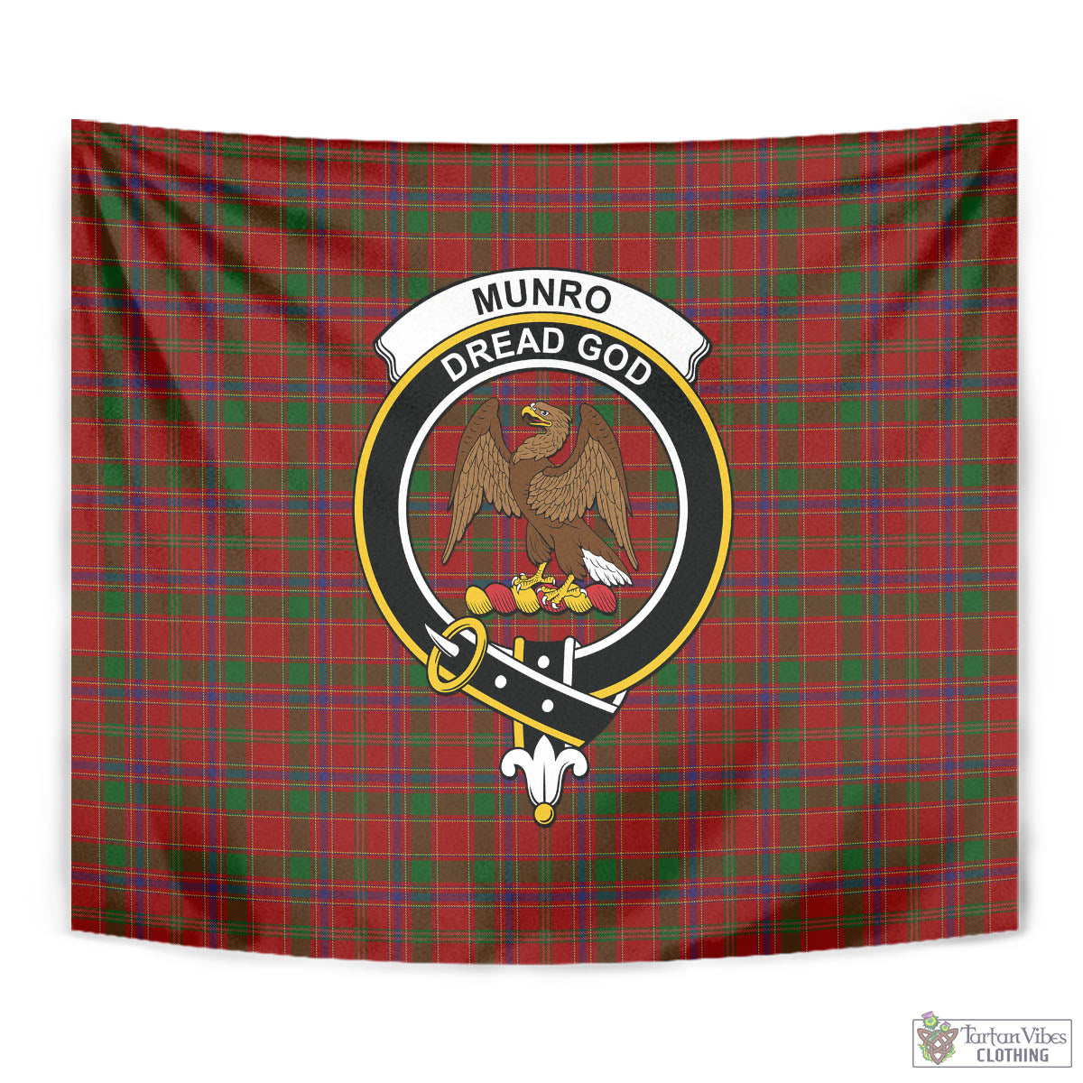 Tartan Vibes Clothing Munro Tartan Tapestry Wall Hanging and Home Decor for Room with Family Crest