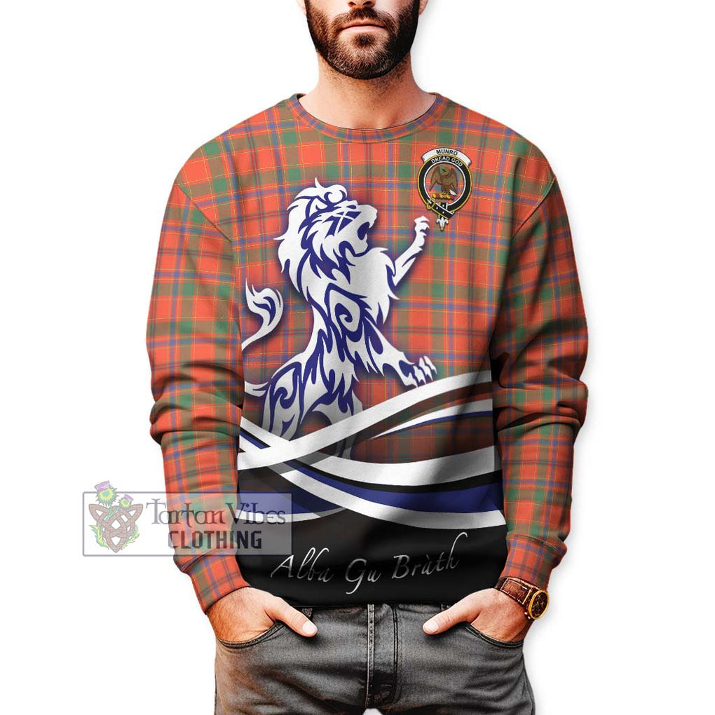 Munro Ancient Tartan Sweatshirt with Alba Gu Brath Regal Lion Emblem Unisex - Tartanvibesclothing Shop