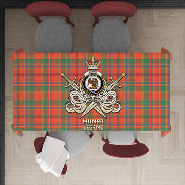 Munro Ancient Tartan Tablecloth with Clan Crest and the Golden Sword of Courageous Legacy