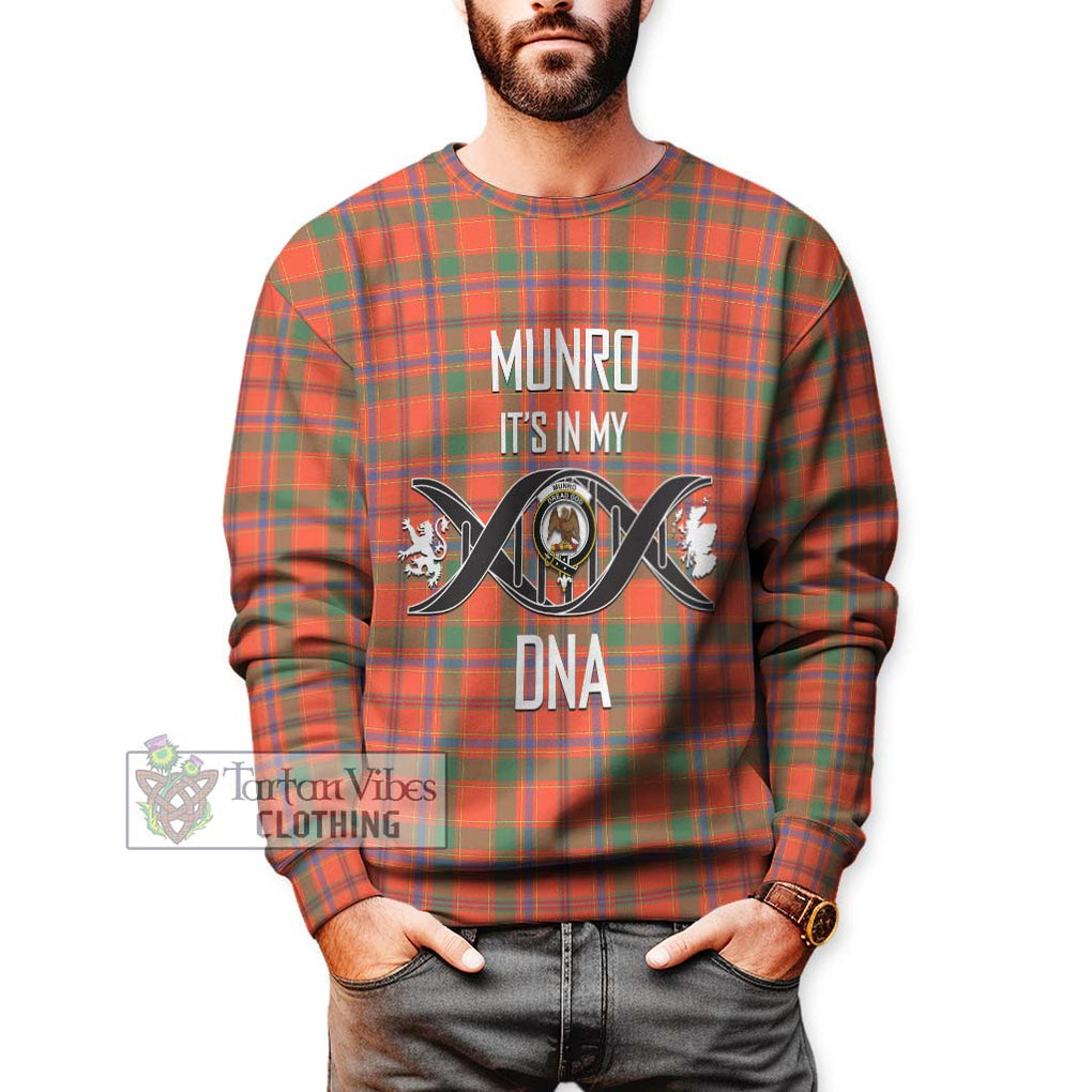 Munro Ancient Tartan Sweatshirt with Family Crest DNA In Me Style Unisex - Tartanvibesclothing Shop