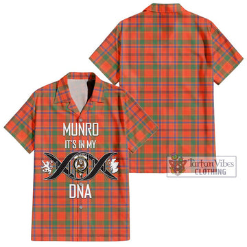 Munro Ancient Tartan Short Sleeve Button Shirt with Family Crest DNA In Me Style