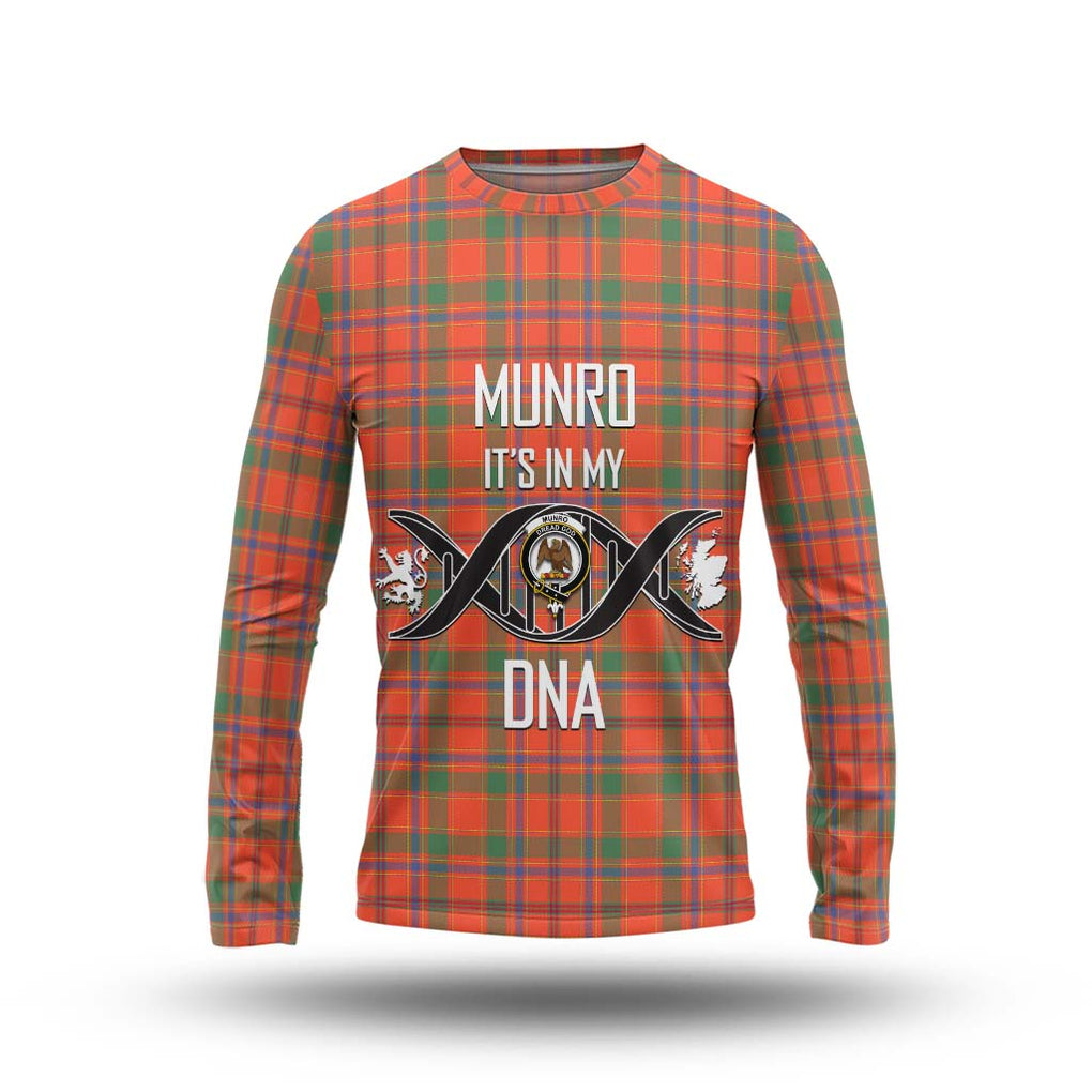 Munro Ancient Tartan Long Sleeve T-Shirt with Family Crest DNA In Me Style Unisex - Tartanvibesclothing Shop