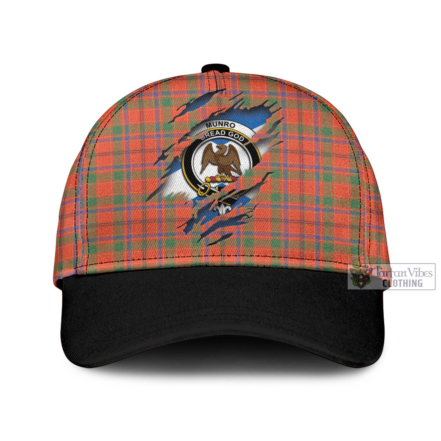 Tartan Vibes Clothing Munro Ancient Tartan Classic Cap with Family Crest In Me Style