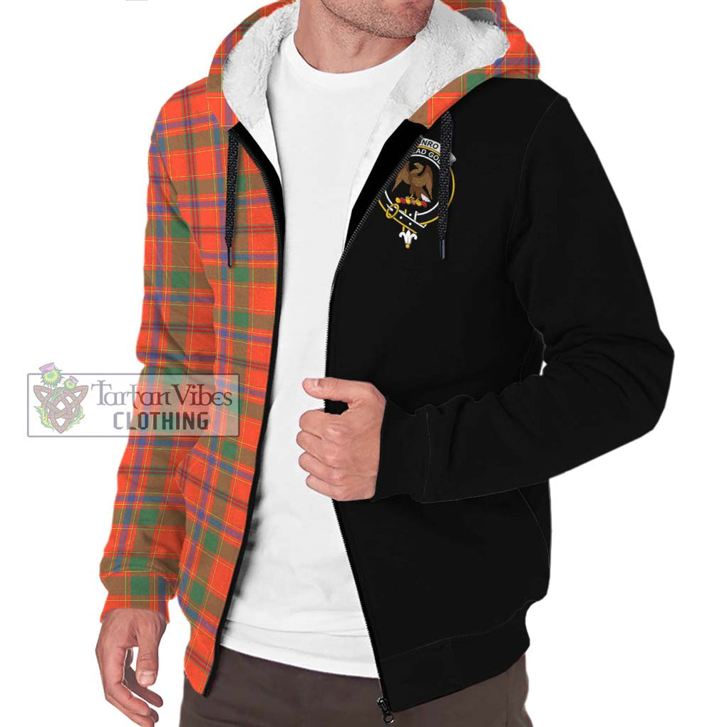 Munro Ancient Tartan Sherpa Hoodie with Family Crest and Half Of Me Style Unisex S - Tartanvibesclothing Shop