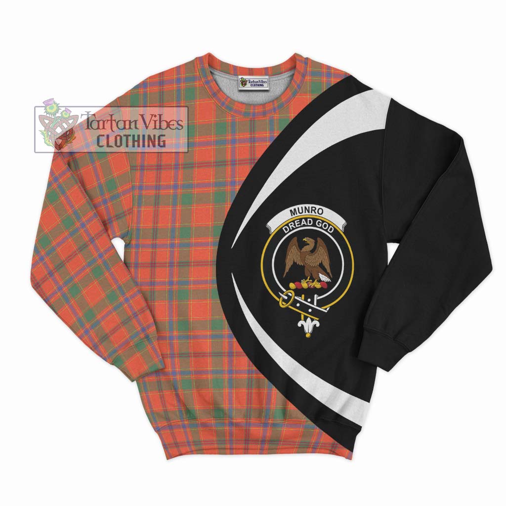 Munro Ancient Tartan Sweatshirt with Family Crest Circle Style Unisex - Tartan Vibes Clothing