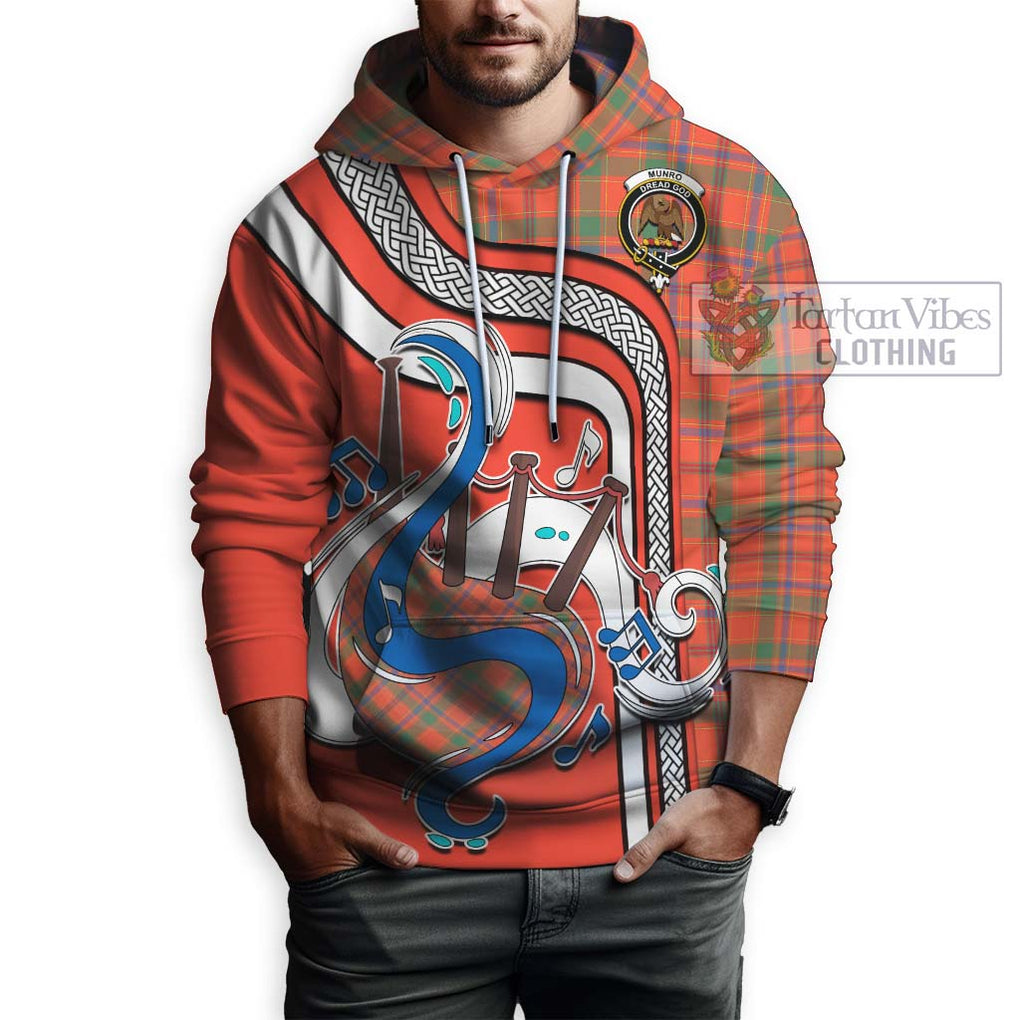 Munro Ancient Tartan Hoodie with Epic Bagpipe Style Zip Hoodie - Tartanvibesclothing Shop