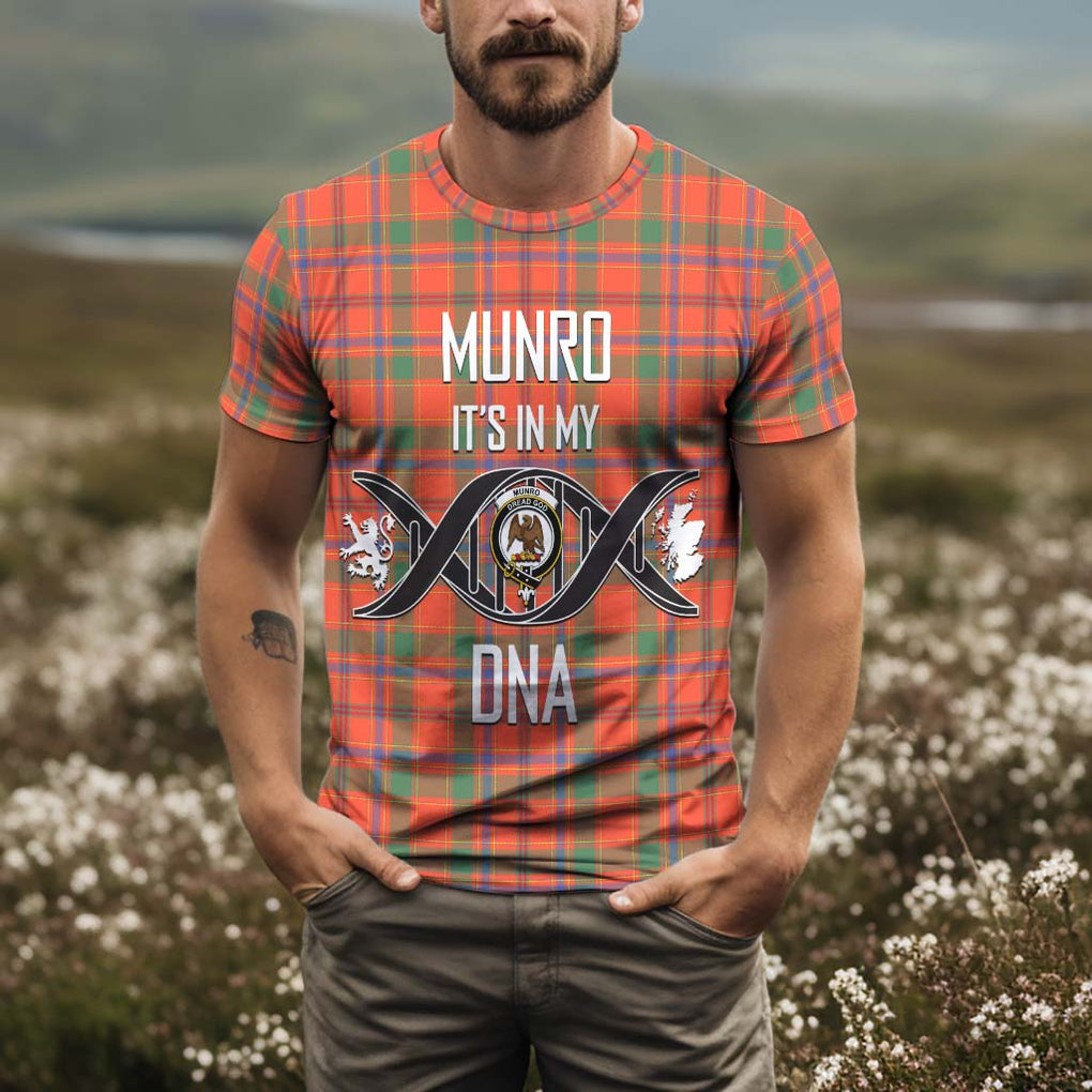 Munro Ancient Tartan T-Shirt with Family Crest DNA In Me Style Kid's Shirt - Tartan Vibes Clothing