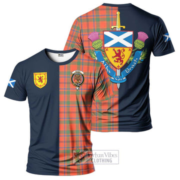 Munro Ancient Tartan T-Shirt Alba with Scottish Lion Royal Arm Half Style