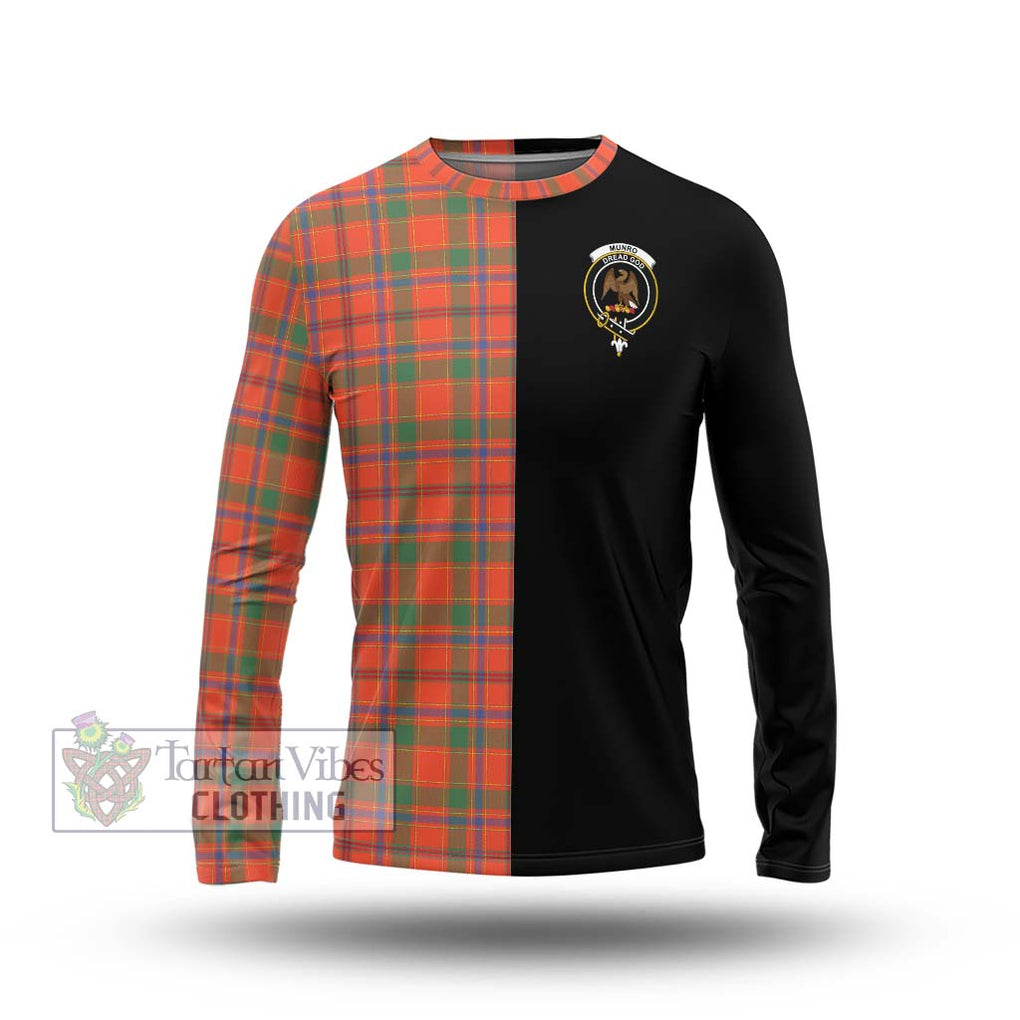 Munro Ancient Tartan Long Sleeve T-Shirt with Family Crest and Half Of Me Style Unisex - Tartanvibesclothing Shop