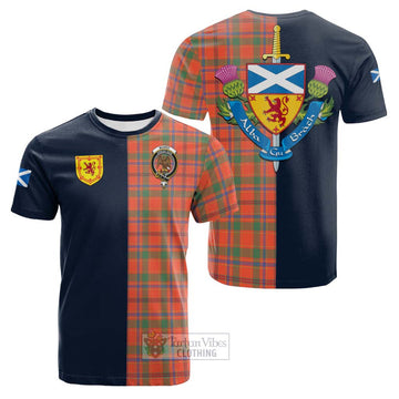 Munro Ancient Tartan Cotton T-shirt Alba with Scottish Lion Royal Arm Half Style