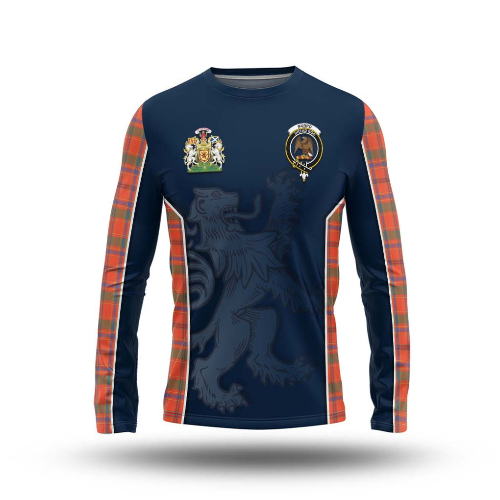 Munro Ancient Tartan Long Sleeve T-Shirt with Family Crest and Lion Rampant Vibes Sport Style Unisex - Tartan Vibes Clothing