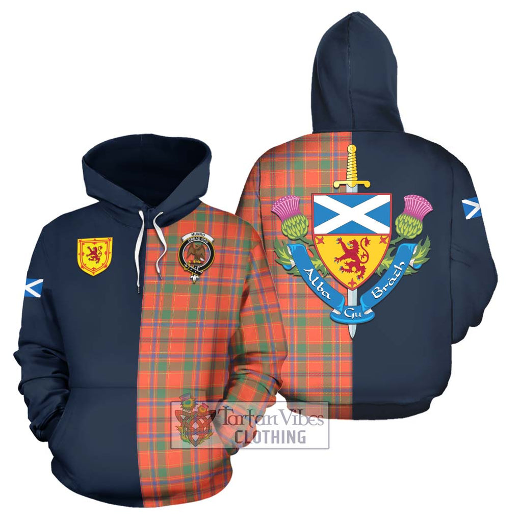 Tartan Vibes Clothing Munro Ancient Tartan Hoodie with Scottish Lion Royal Arm Half Style