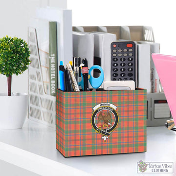 Munro Ancient Tartan Pen Holder with Family Crest