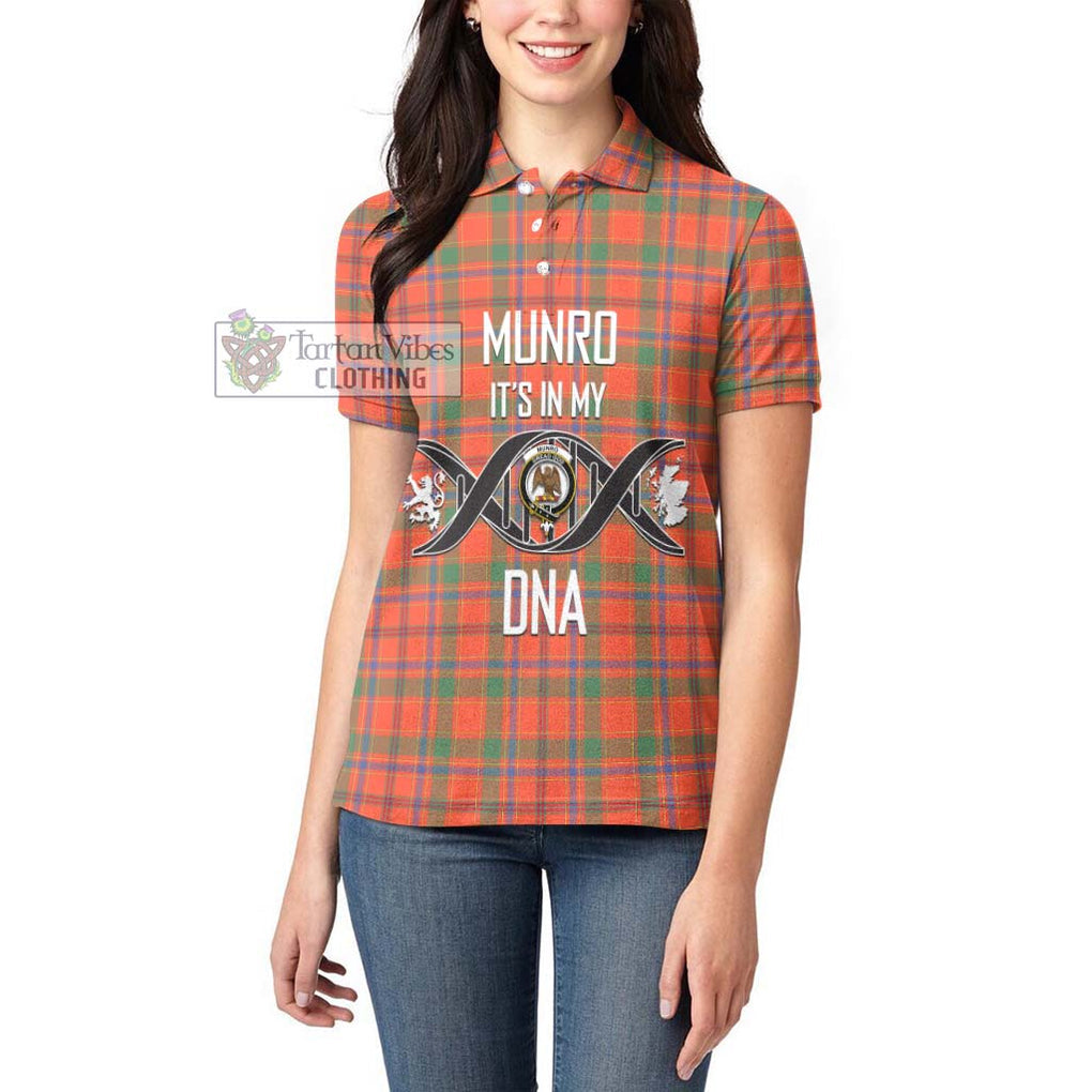 Munro Ancient Tartan Women's Polo Shirt with Family Crest DNA In Me Style Women - Tartanvibesclothing Shop