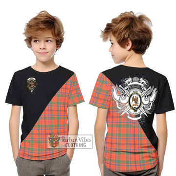 Munro Ancient Tartan Kid T-Shirt with Family Crest and Military Logo Style