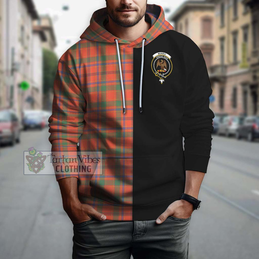 Munro Ancient Tartan Hoodie with Family Crest and Half Of Me Style Zip Hoodie - Tartanvibesclothing Shop