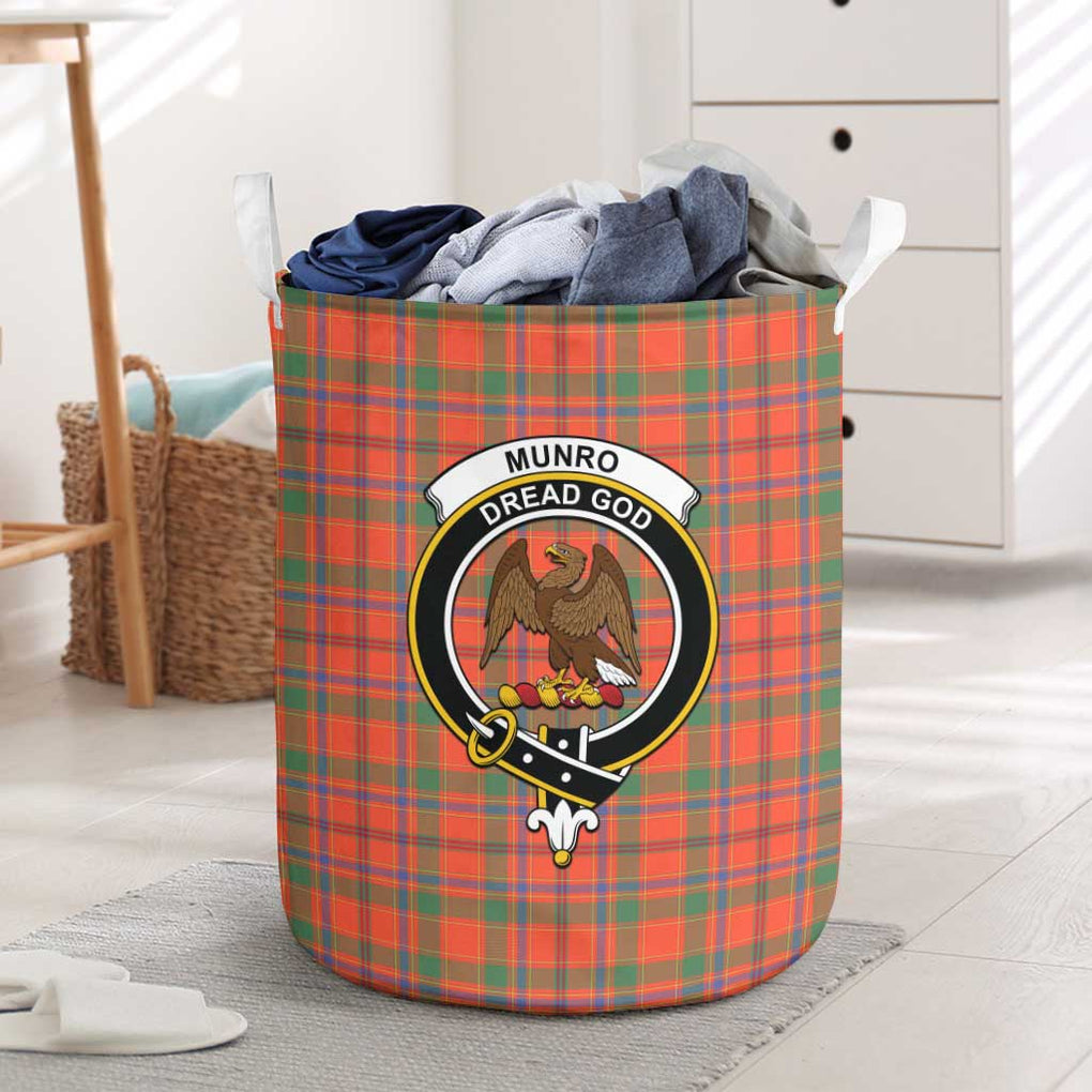 Munro Ancient Tartan Laundry Basket with Family Crest One Size - Tartanvibesclothing Shop