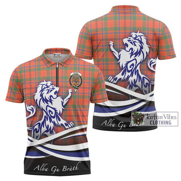 Munro Ancient Tartan Zipper Polo Shirt with Alba Gu Brath Regal Lion Emblem