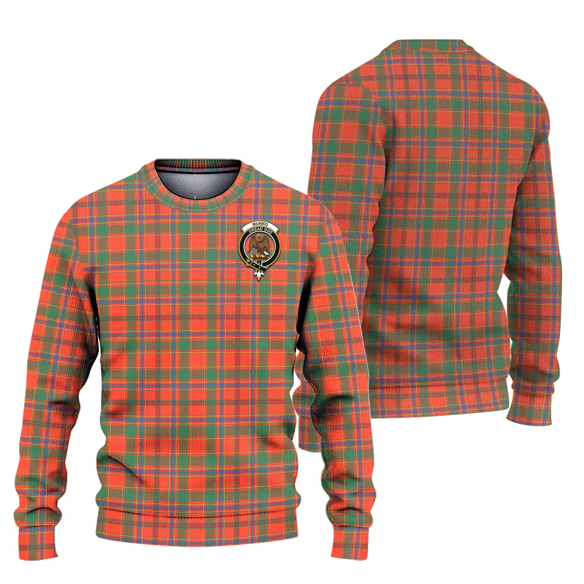 Munro Ancient Tartan Knitted Sweater with Family Crest Unisex - Tartanvibesclothing