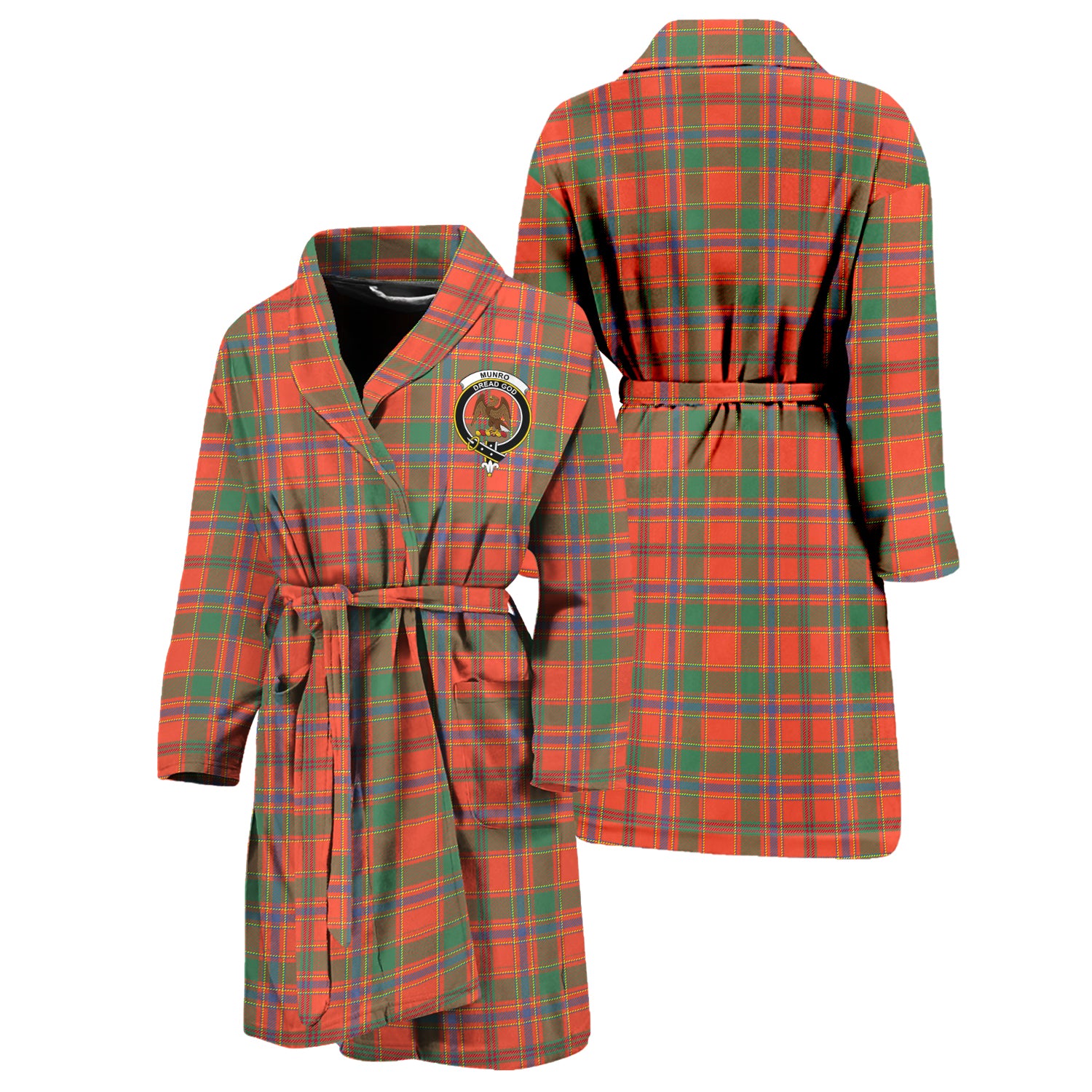 Munro Ancient Tartan Bathrobe with Family Crest Unisex S - Tartan Vibes Clothing