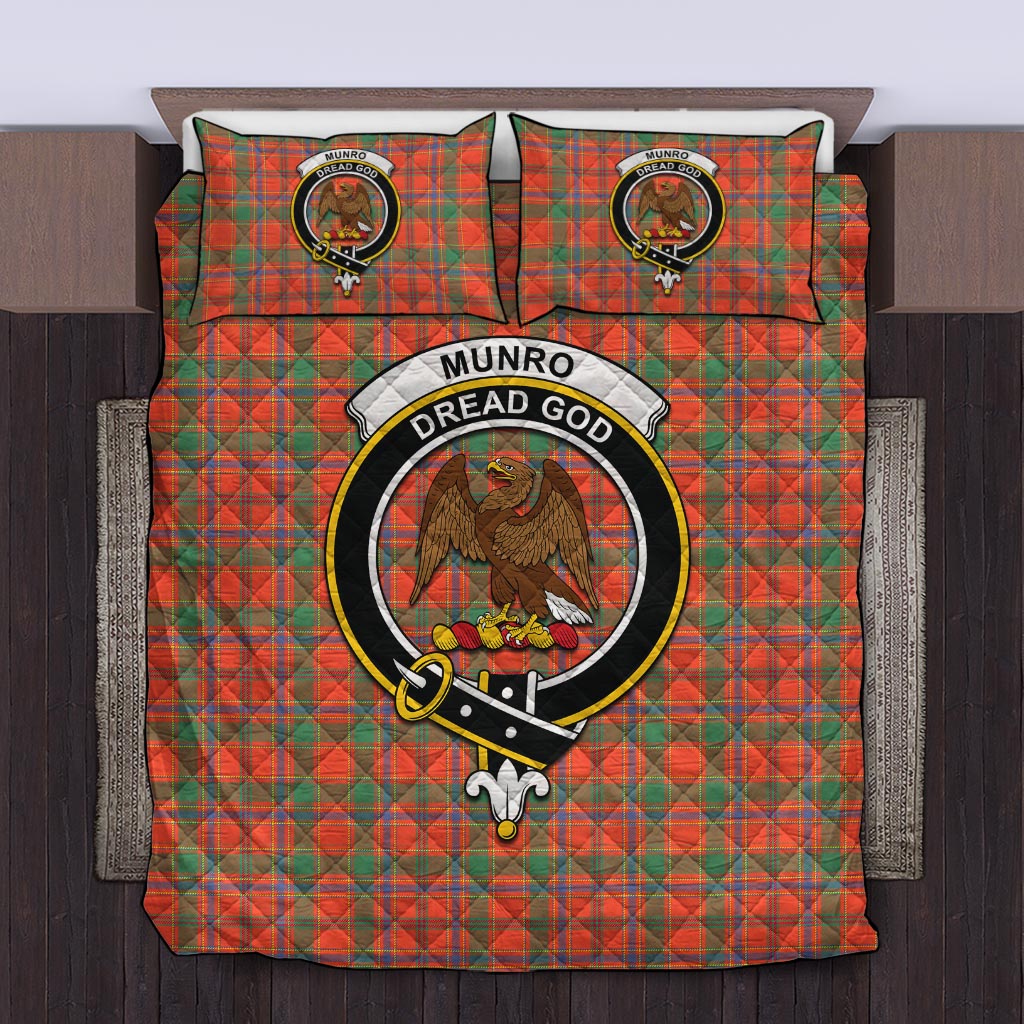 Munro Ancient Tartan Quilt Bed Set with Family Crest Twin - Tartan Vibes Clothing