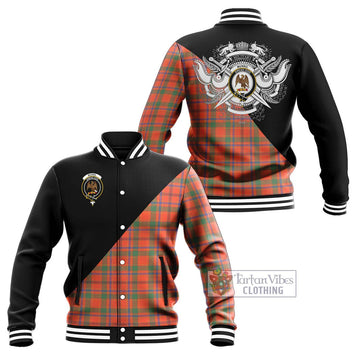 Munro Ancient Tartan Baseball Jacket with Family Crest and Military Logo Style